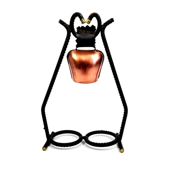 Vintage Swiss Cow Bell Floral Design Iron Stand for Shot Glasses - Picture 3 of 7